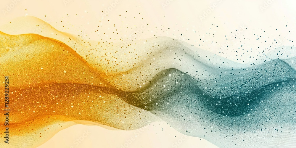 Poster colorful wave pattern with sparkling elements and flowing textures in a soft gradient design
