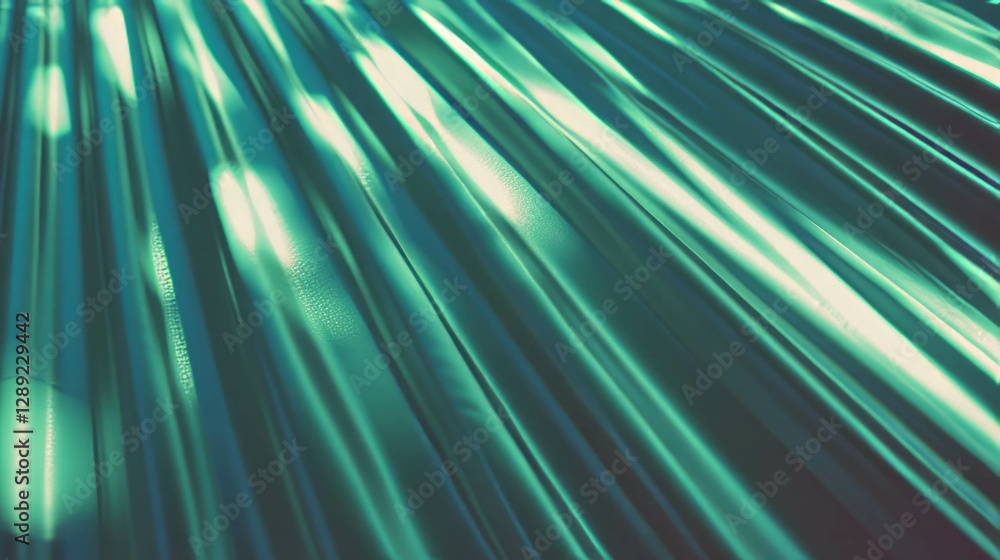Poster abstract green paper texture with ribbed pattern and light reflection
