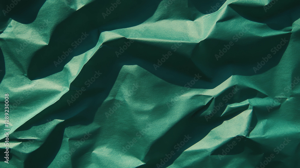 Poster abstract textured green paper with uneven ribbed surface for creative backgrounds