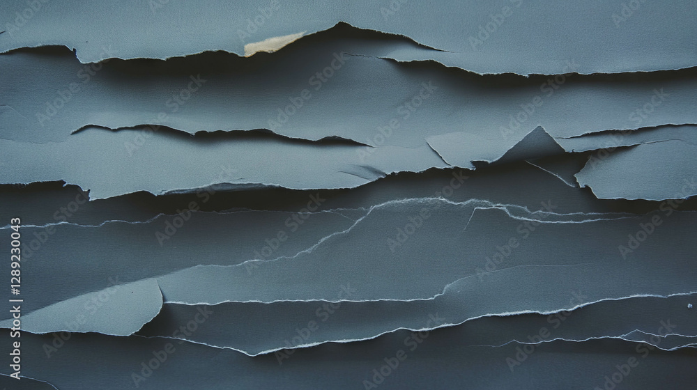 Poster Abstract texture of uneven ribbed grey paper layers for creative background design