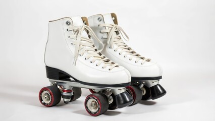 White Roller Skates on White Background