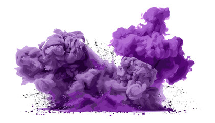 Fototapeta premium Purple smoke powder explosion, purple paint splatter, explosive effect, burst, abstract purple particles, isolated explosion, purple dust, fog particles, purple explosion burst