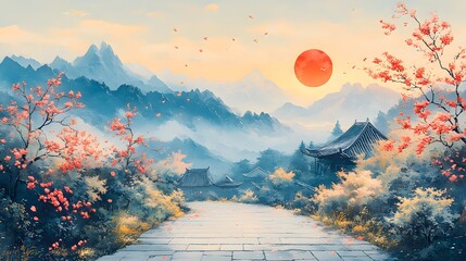 A Vibrant Hand-Painted Illustration of the 24 Solar Terms Celebrating Spring's Arrival and Qingming
