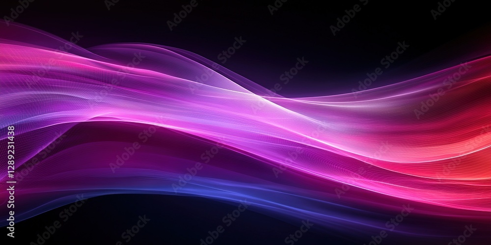 Poster bright abstract waves of color flow smoothly across a dark background creating a sense of motion and