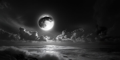 Fototapeta premium Lunar Eclipse Sun (B&W) 