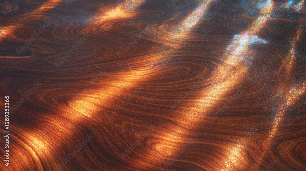 Leinwandbilder intricate walnut grain texture with figured pattern and light reflection for design