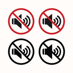 Four mute no sound icons in red and black.