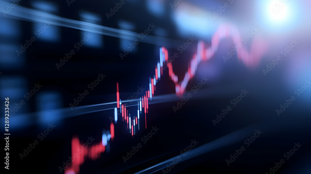 Poster abstract image of a financial chart displaying stock market trends with upward and downward movement