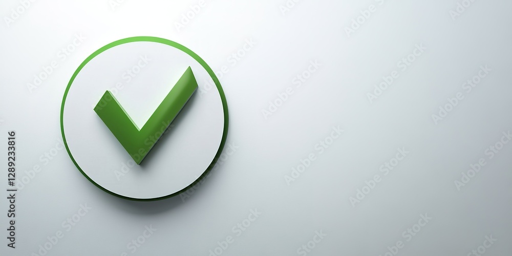 Poster green check mark symbol on a clean background conveying approval and confirmation in a modern digita