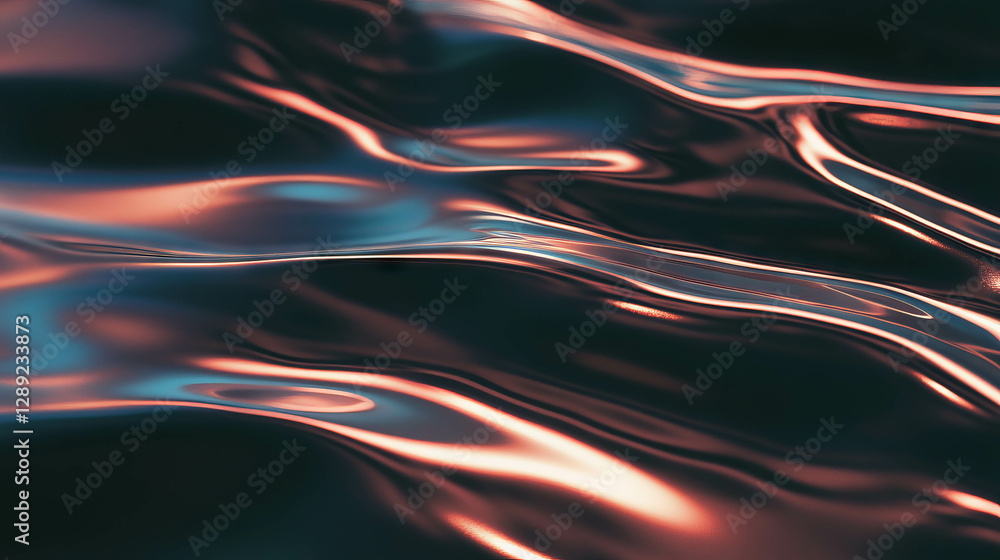 Poster Abstract wave pattern in walnut texture with smooth and reflective surface