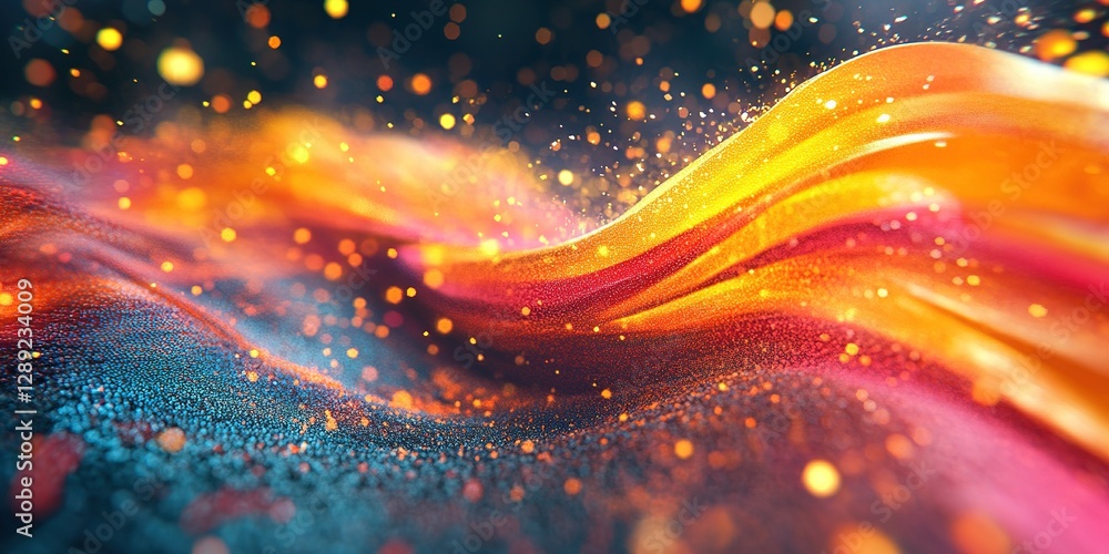 Poster vibrant waves of color create a dynamic visual effect in abstract digital artwork