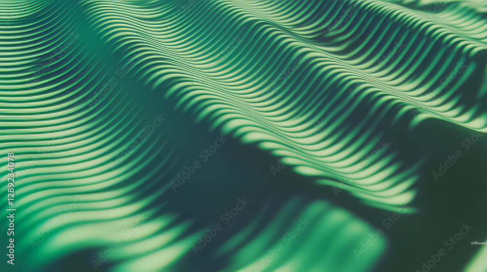 Aufkleber wavy ribbed green paper texture with soft shadows for background or design