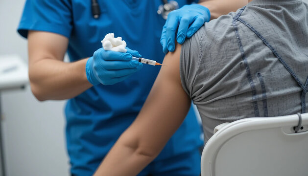 Vaccine injection healthcare immunization doctor nurse hospital medical clinic syringe patient prevention treatment protection immunity public health safety medicine pandemic concept vacuna inyección