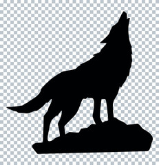 howling wolf logo clip art silhouette, icon vector.
