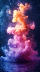 Naklejka premium Vibrant Colorful Smoke Cloud in Dark Water Background