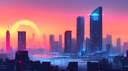 Ai-powered cities: the future of technology-driven urban landscapes. AI-Powered Cityscape. Illustration