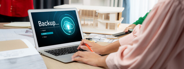 Backup Storage Data Internet Technology Business concept. Database storage cloud technology file...