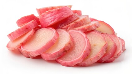 Sliced Radishes on White Background