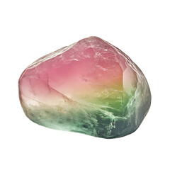 Smooth Tourmaline Piece with Pink and Green Isolated on Transparent Background