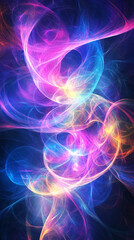 Fototapeta premium A colorful abstract composition with iridescent fluid waves in shades of purple, blue, and pink, smooth light reflections evoking a glowing, dynamic, and ethereal aesthetic