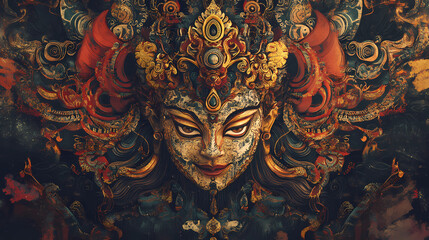 A textured art background resembling a goddess with a beautiful color combination