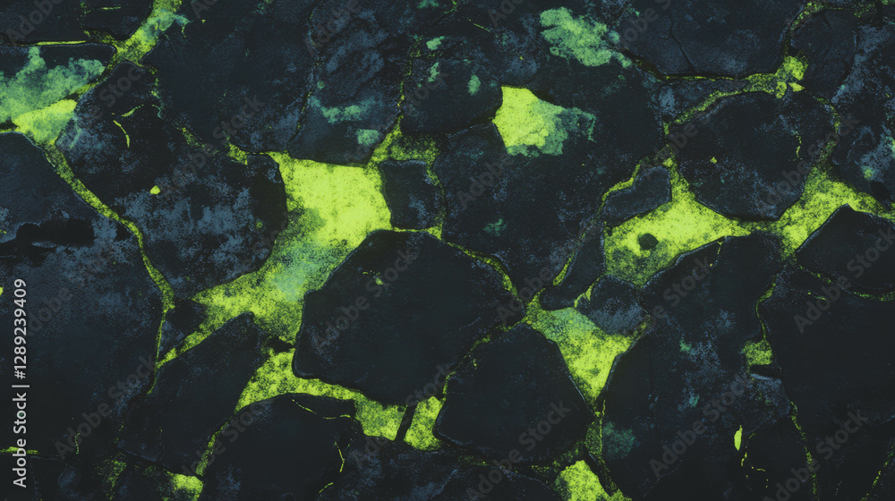 Aufkleber illuminated wood cracks with glowing green texture for creative design projects