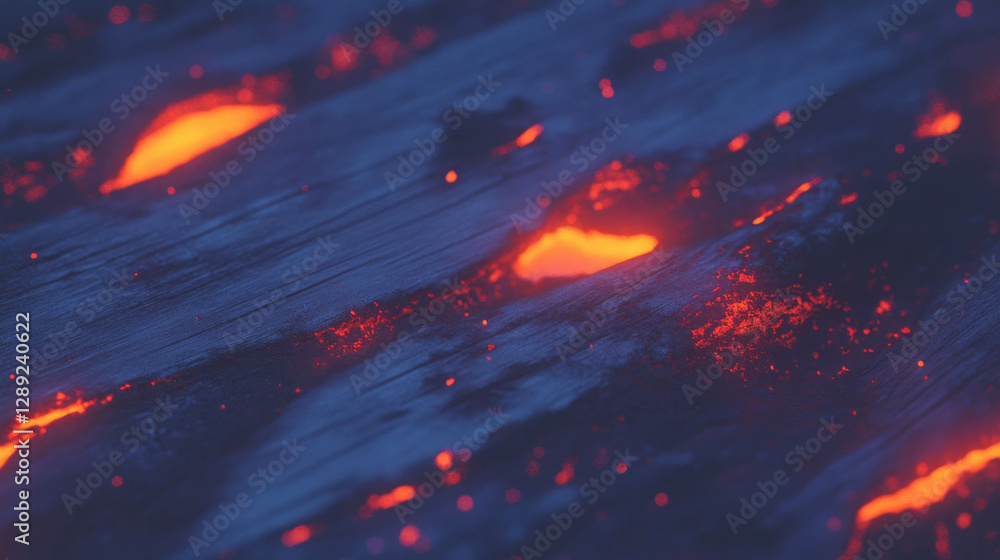 Poster intriguing wood texture with vibrant glowing orange sap patterns for creative design