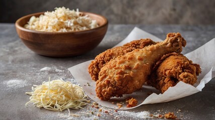 Fried Chicken fast food is a food made from pieces of chicken meat coated in flour
