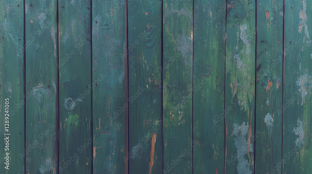 Poster rustic wooden texture with green moss for natural design and background use