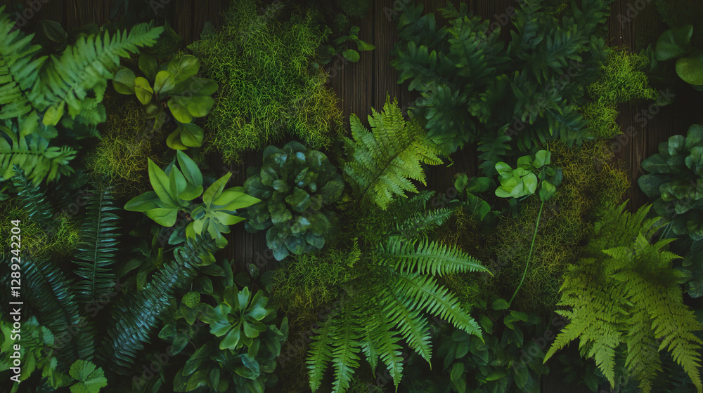 Poster lush forest floor with ferns and moss for nature-inspired designs
