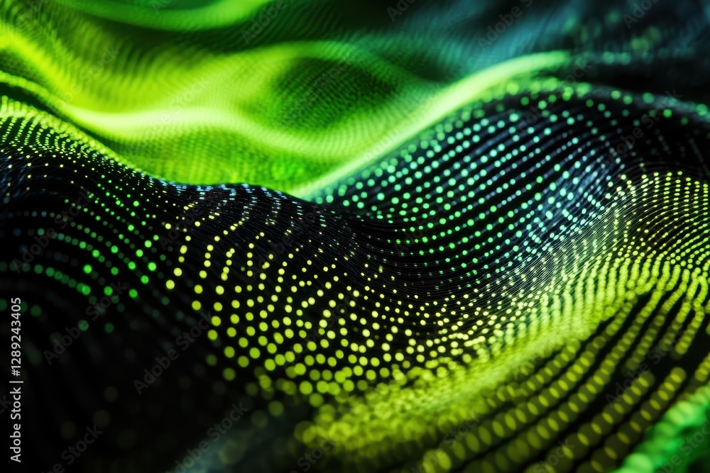 Poster a detailed view of a vibrant green and black background highlighting the contrasting colors and text