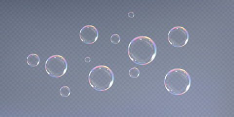 Rainbow Reflections: Realistic Soap Bubbles Collection.