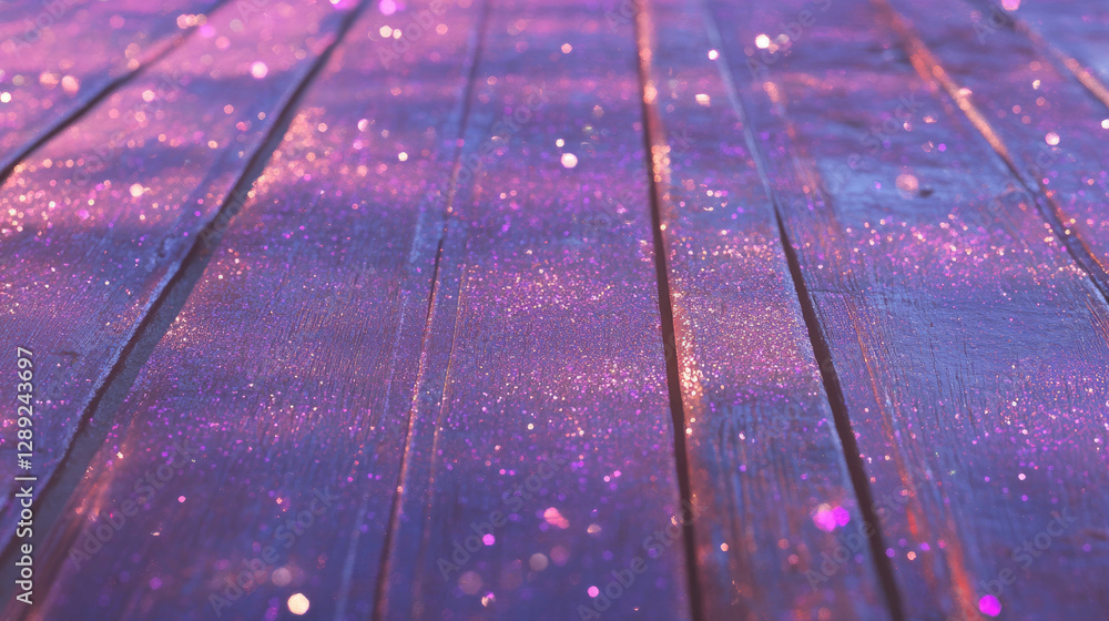 Poster wood texture with shimmering purple particles for abstract background design