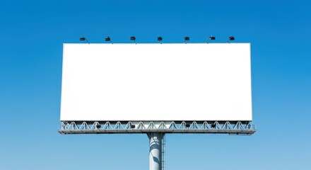 Obraz premium Large outdoor empty billboard under clear blue sky with copy-space for advertisement or promotional content placement