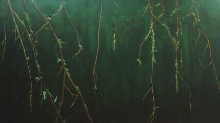 Fototapeta premium Natural woodland abstract with mossy strands on tree bark – ideal for nature and environmental designs