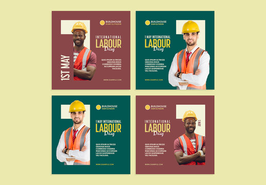 Labour Day Social Media Post Layout Set