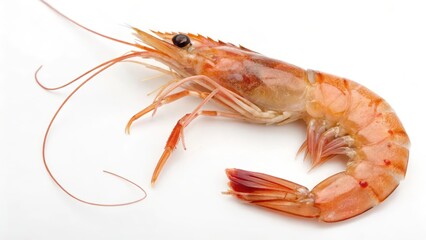 Single Shrimp on White Background