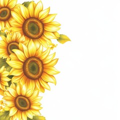 Obraz premium Charming Sunflower Wedding Invitations: A Beautiful Floral Set Featuring Bright Yellow Blooms for a Summer Celebration