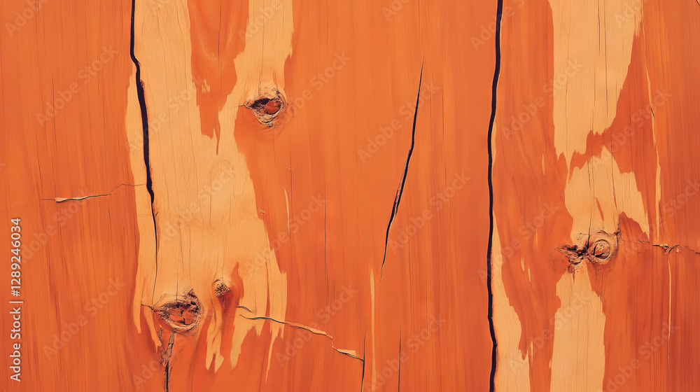 Poster Cherry wood texture with filled cracks for rustic design and background use