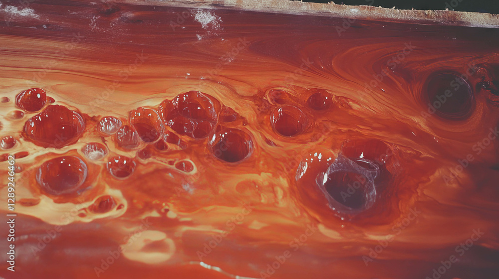 Poster cherry wood with oiled finish capturing rich texture and natural patterns