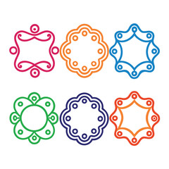 Set of Decorative Frames in Various Colors and Styles on a white background