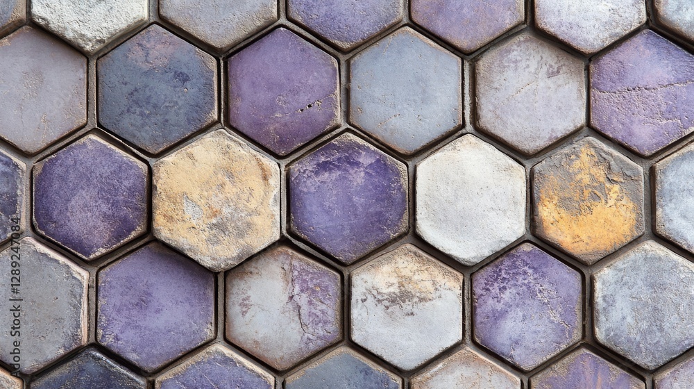 Poster hexagonal tiles in various colors form a beautiful pattern