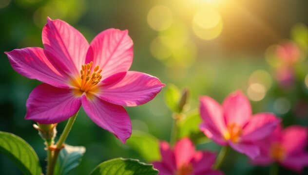 Descri??o da florada de lindas flores em um jardim, sol, beleza