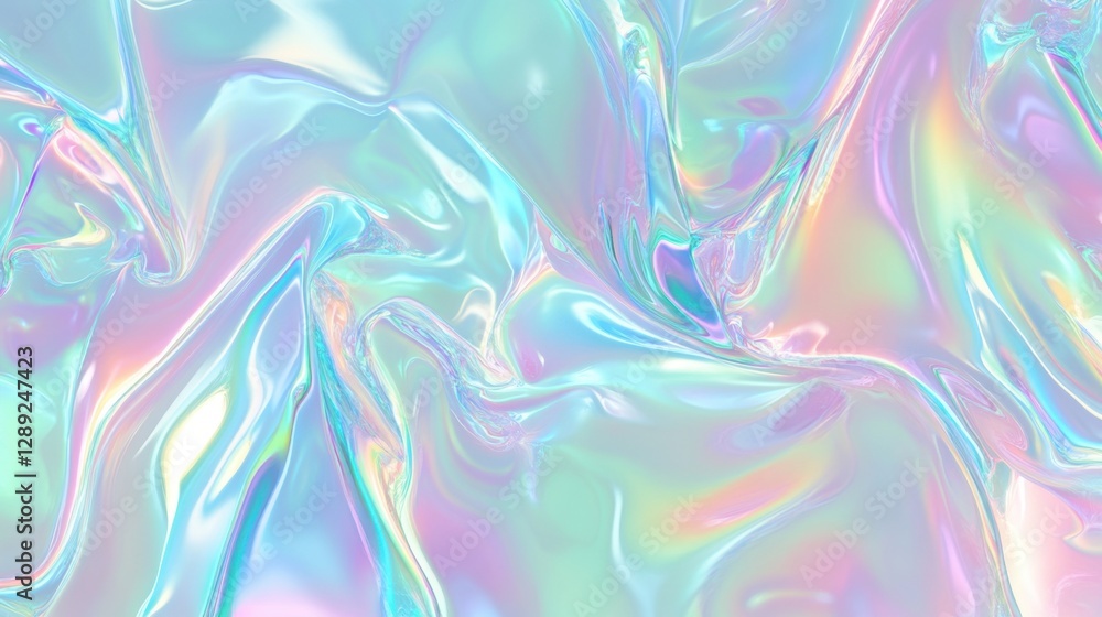 Poster iridescent pastel waves creating a mesmerizing abstract background