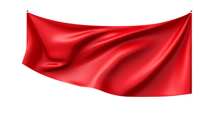 Naklejka premium Red Silk Fabric Drape Elegant Background Smooth Texture Wave Design Textile Banner