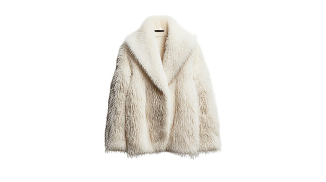warm white winter fur coat isolated on a white