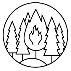 Fire Forest Fire Icon Vector Art Illustration for Safety and Environmental Awareness