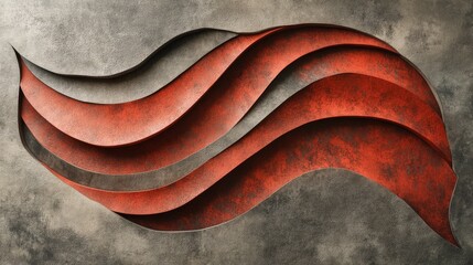 Artistic abstract rendering of layered waves in contrasting colors