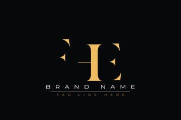FHE abstract letter logo design. This logo is designed by three abstract letters.