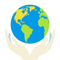 Hands Holding Earth Environmental Protection Icon Vector Art Illustration Design